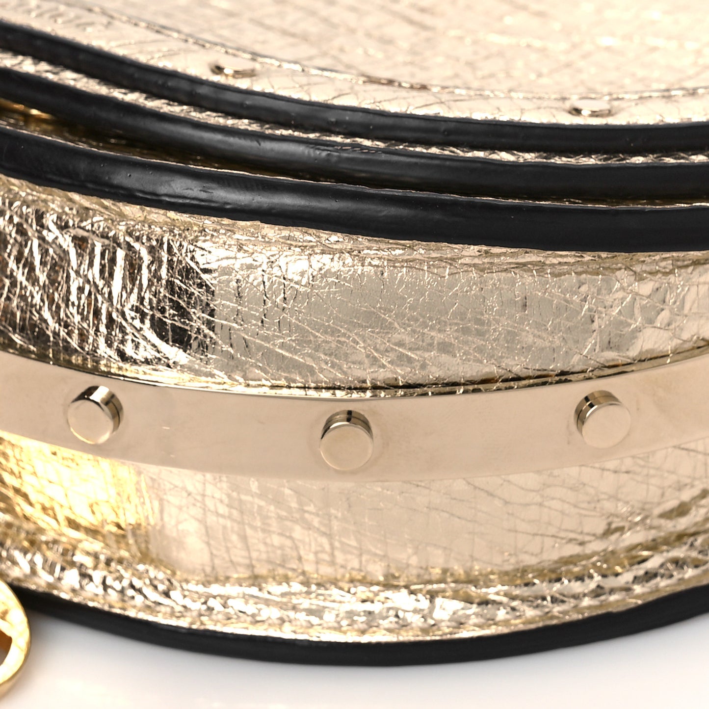 Metallic Calfskin Small Nile Bracelet Minaudiere Bag Gold