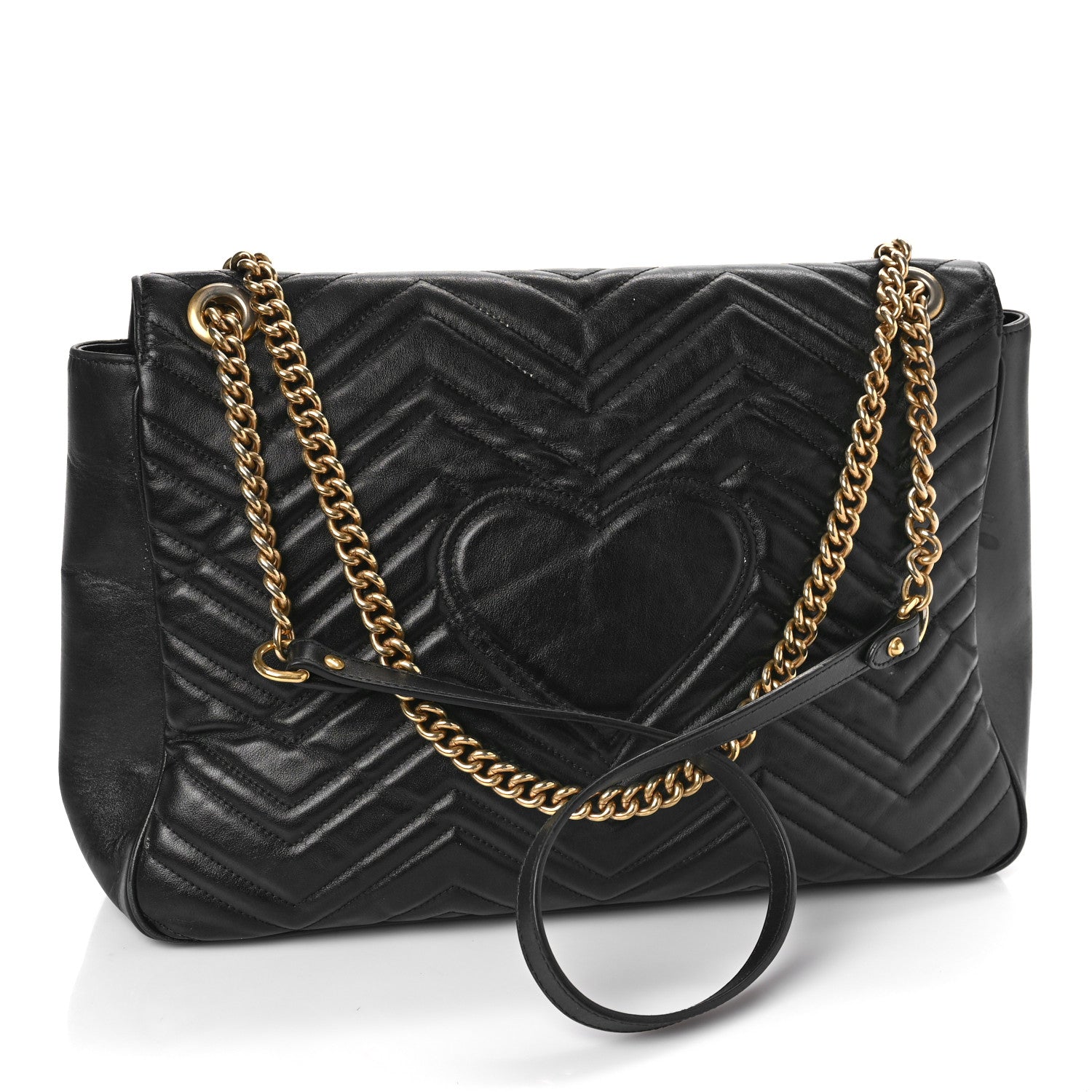 Gucci Calfskin Matelasse Large GG Marmont Shoulder Bag Black 3 of 16