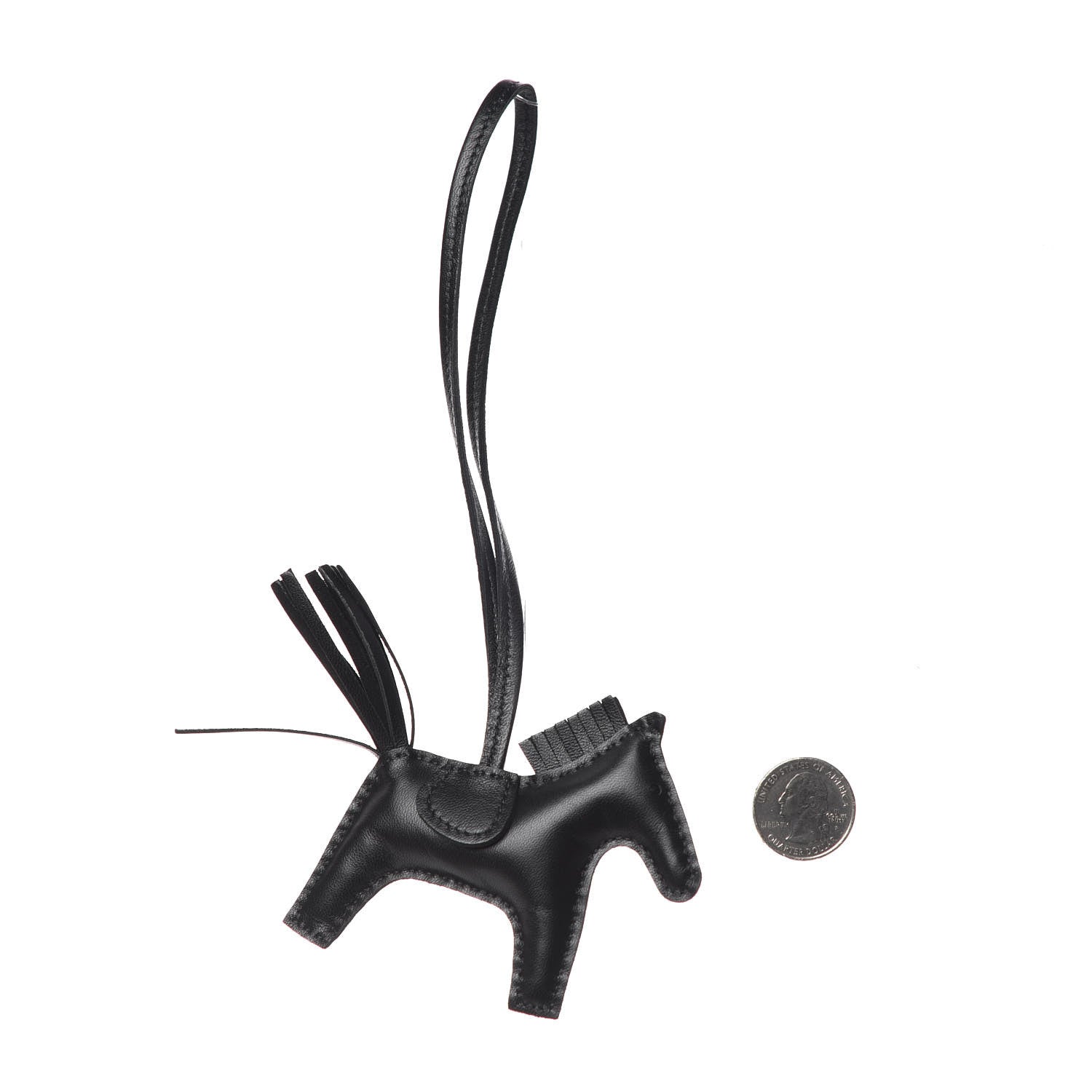 Hermes Milo Lambskin Grigri Rodeo Horse Bag Charm PM So Black 2 of 5