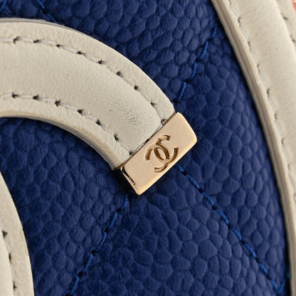 Chanel Caviar Quilted Round Filigree Crossbody Blue White Red 11 of 12