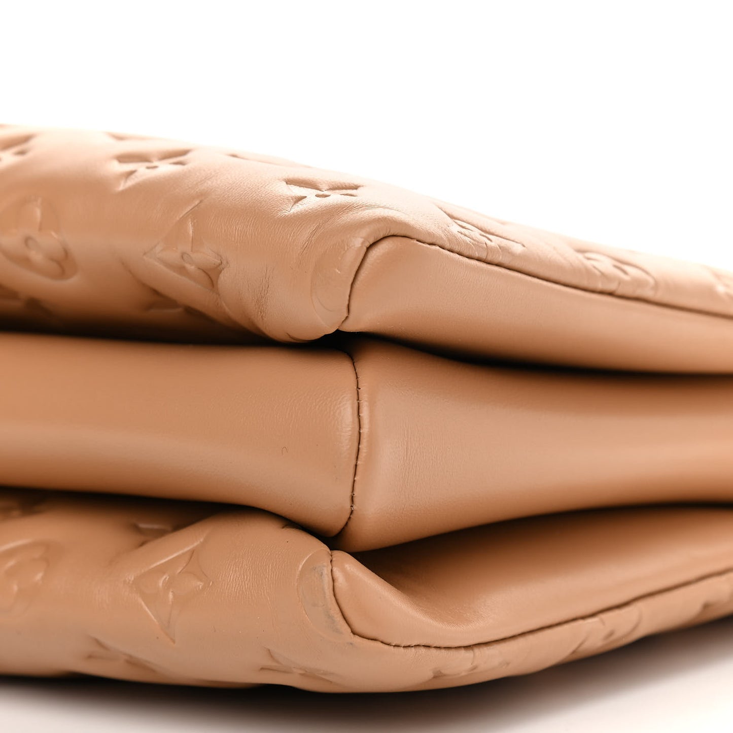Lambskin Embossed Monogram Coussin PM Camel