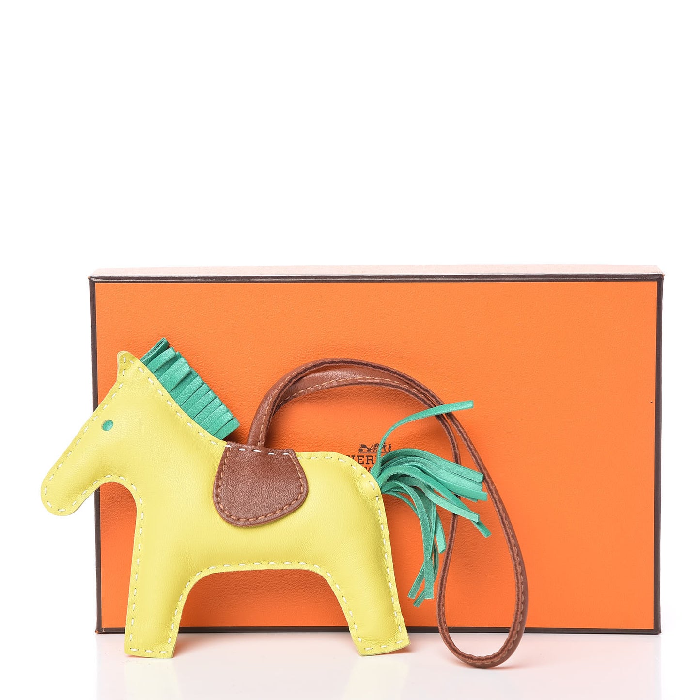 Milo Lambskin Grigri Rodeo Horse Bag Charm MM Lime Menthe Fauve