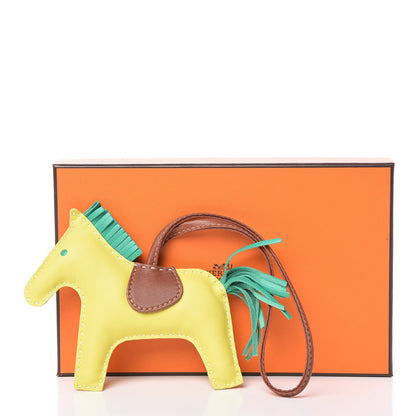 Hermes Milo Lambskin Grigri Rodeo Horse Bag Charm MM Lime Menthe Fauve 4 of 4
