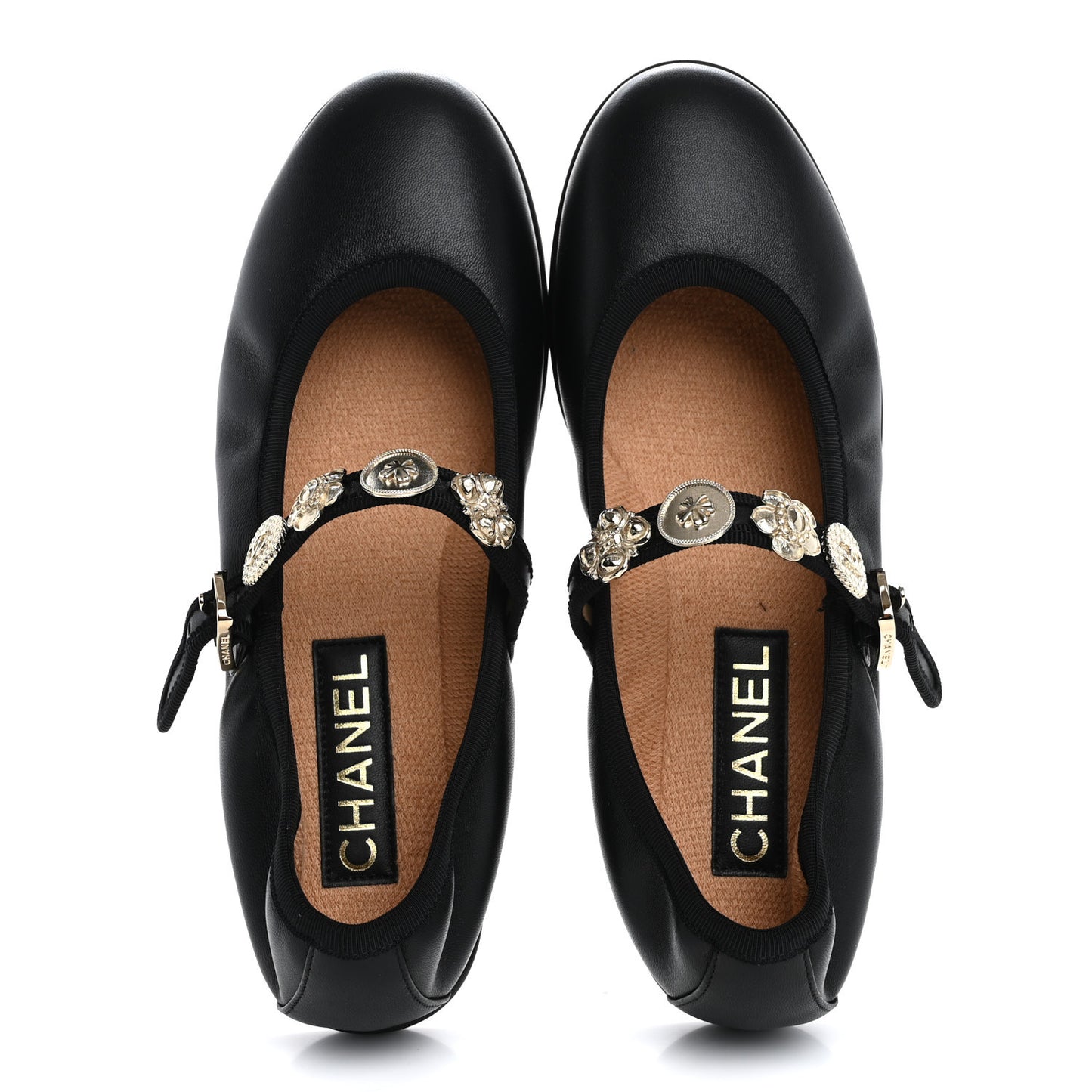 Lambskin Charm Mary Jane Flats 39 Black