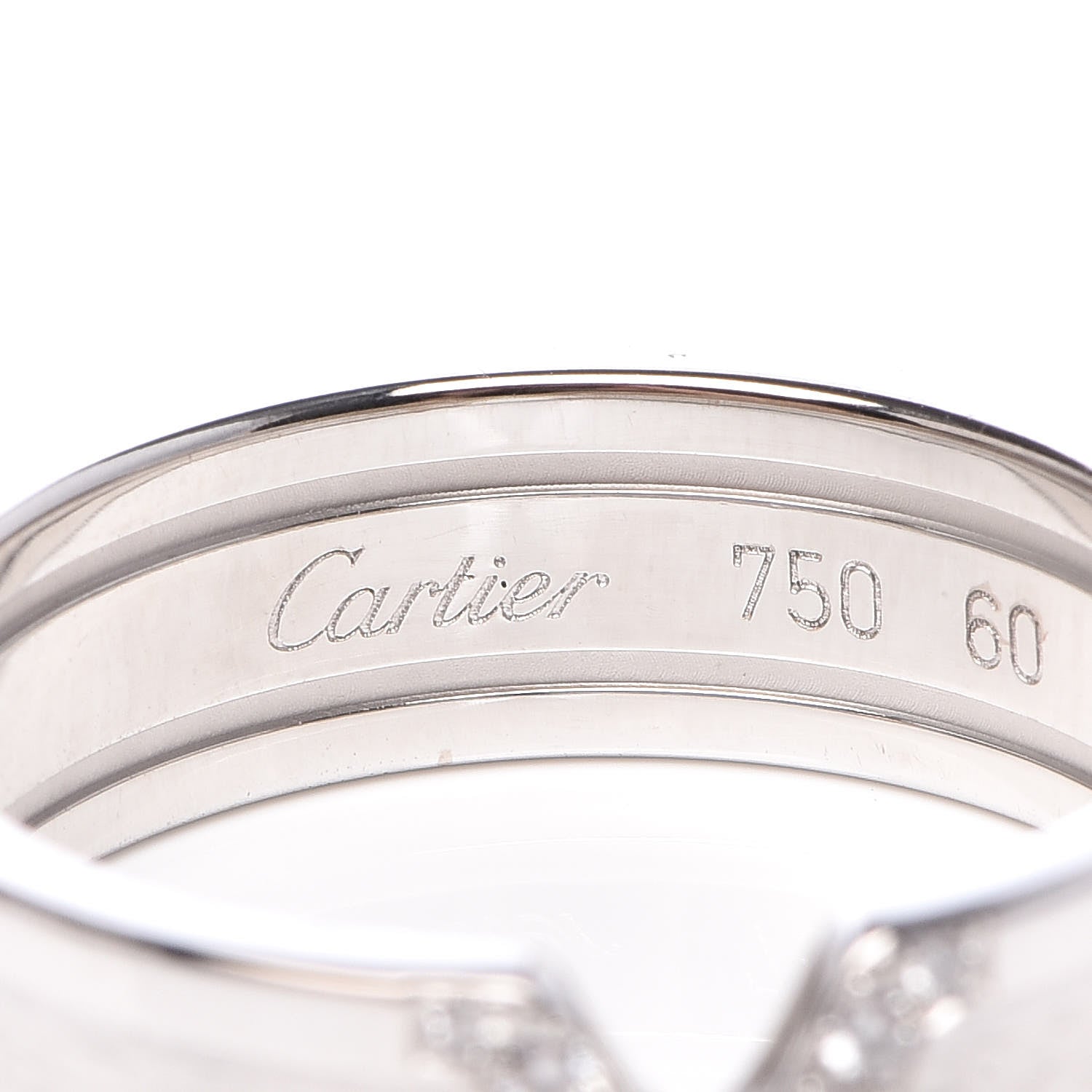 Cartier 18K White Gold Diamond 6.5mm Logo De Ring 60 9 4 of 5