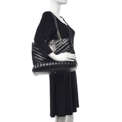 Saint Laurent Calfskin Y Quilted Monogram Large Loulou Shopper Black 2 of 11