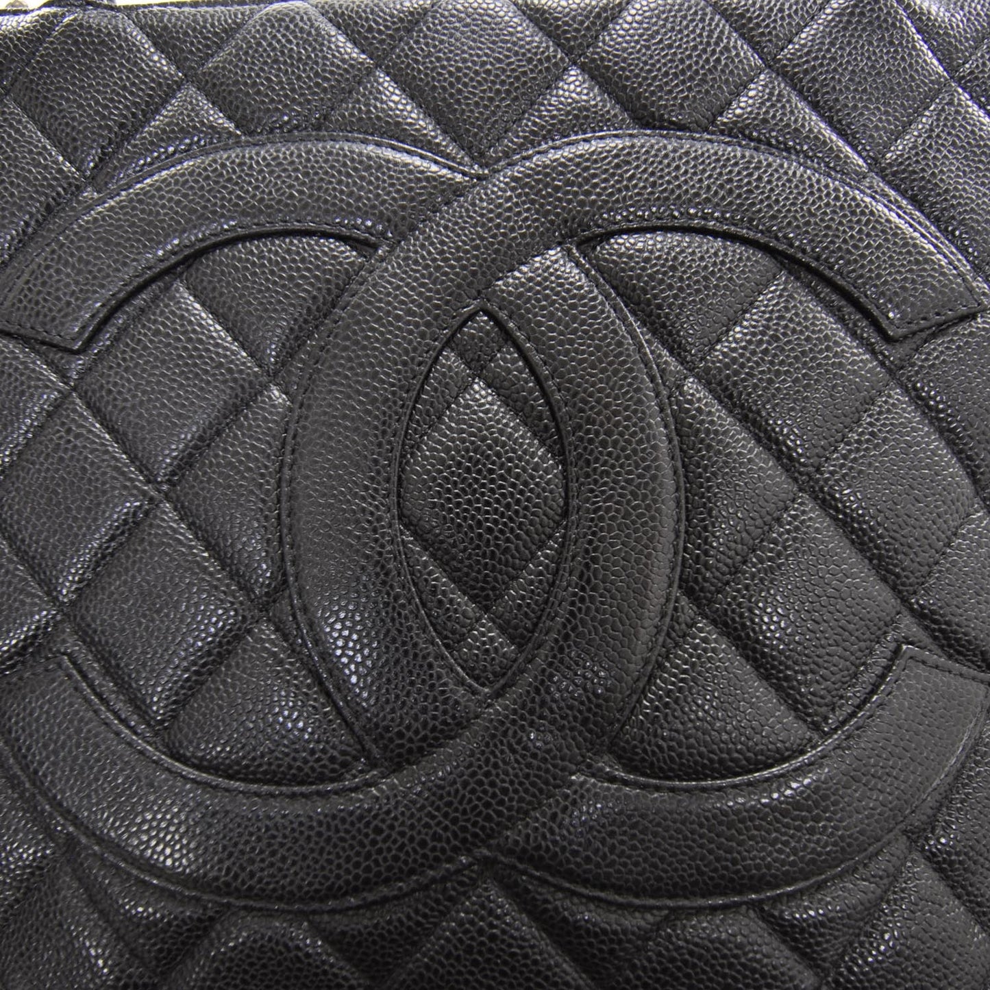 Caviar Quilted Medallion Tote Black