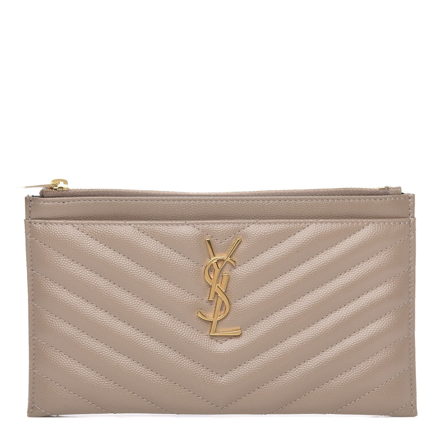 Grain De Poudre Chevron Monogram Bill Pouch Dark Beige