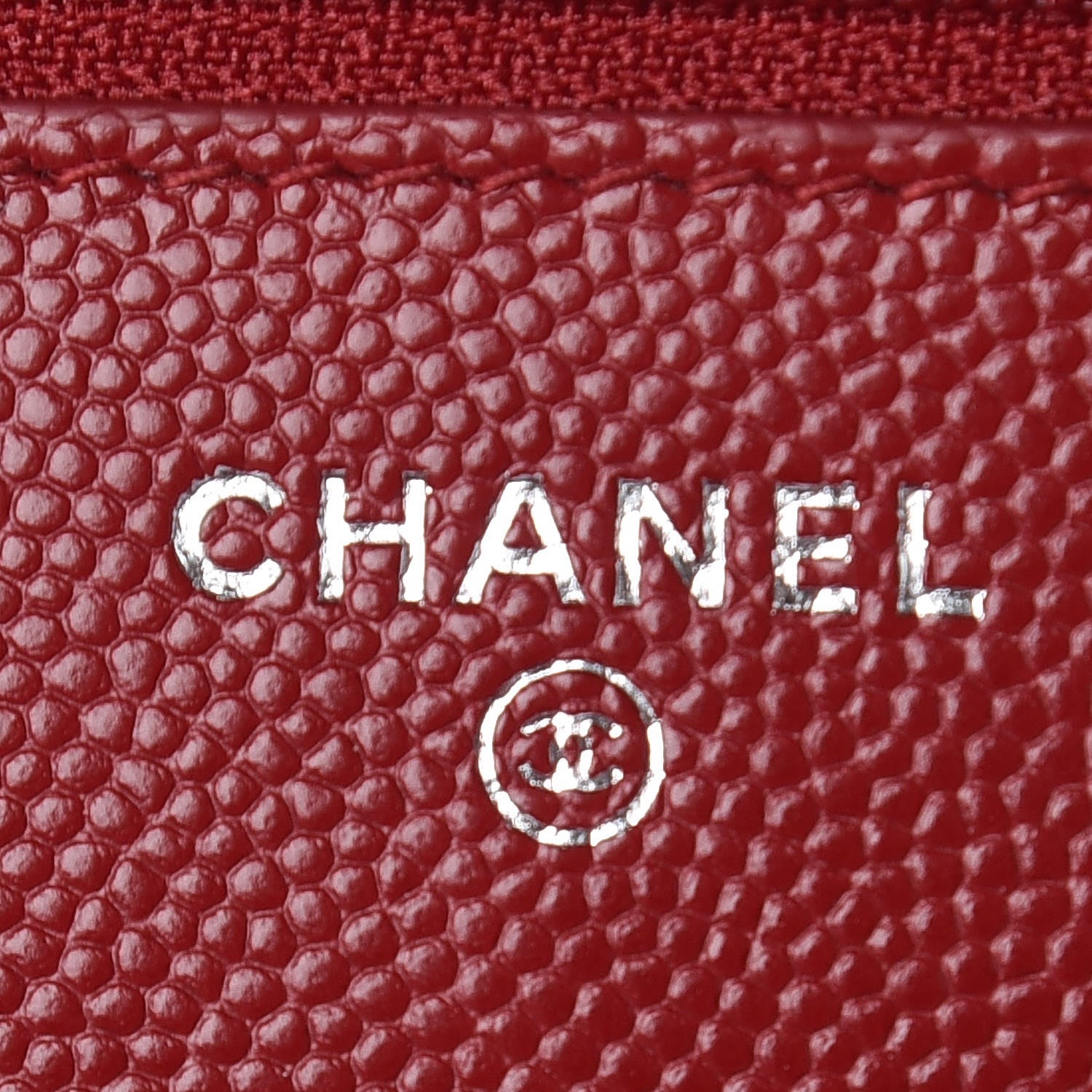 Chanel Caviar Quilted Wallet On Chain WOC Dark Red 8 of 10