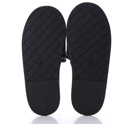 Chanel Tweed CC Flat Mules S Black 6 of 11