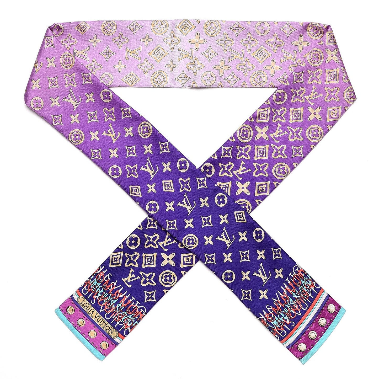 Silk Monogram Map Bandeau Blue Lagon