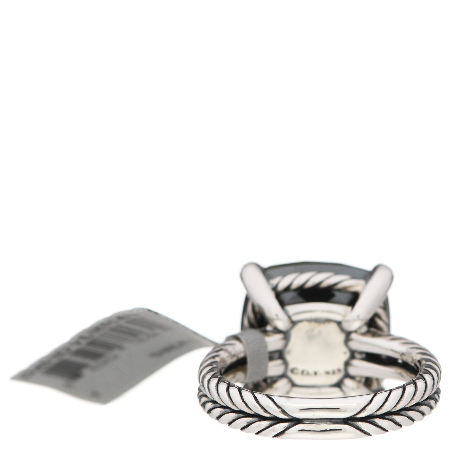 David Yurman Sterling Silver Diamond Green Orchid 14mm Chatelaine Ring 54 6.75 4 of 5