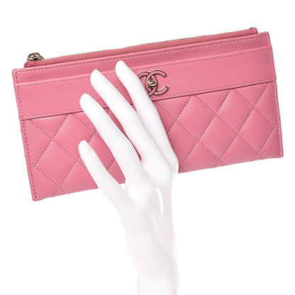 Chanel Sheepskin Quilted Mademoiselle Vintage Zip Pouch Pink 2 of 9