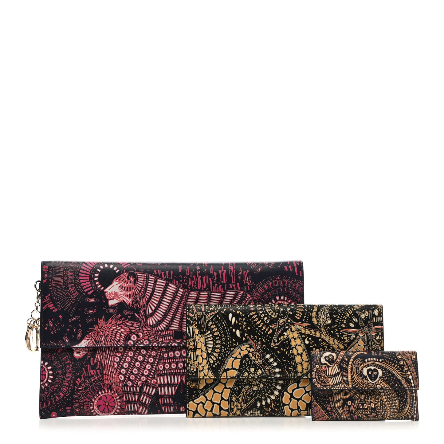 Calfskin Animals Pouch Set Multicolor