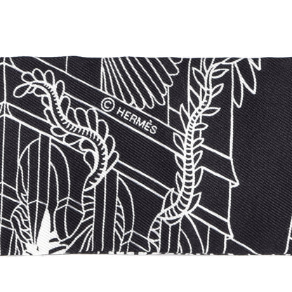 Hermes Silk Animapolis Twilly Black White 3 of 4