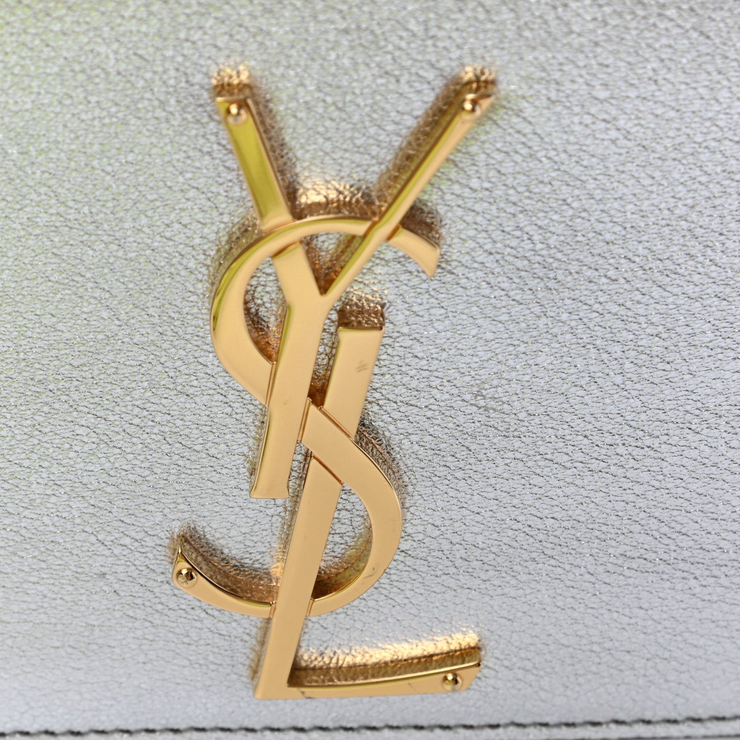 Saint Laurent Textured Metallic Calfskin Classic Monogram Cassandre Clutch Silver 6 of 11