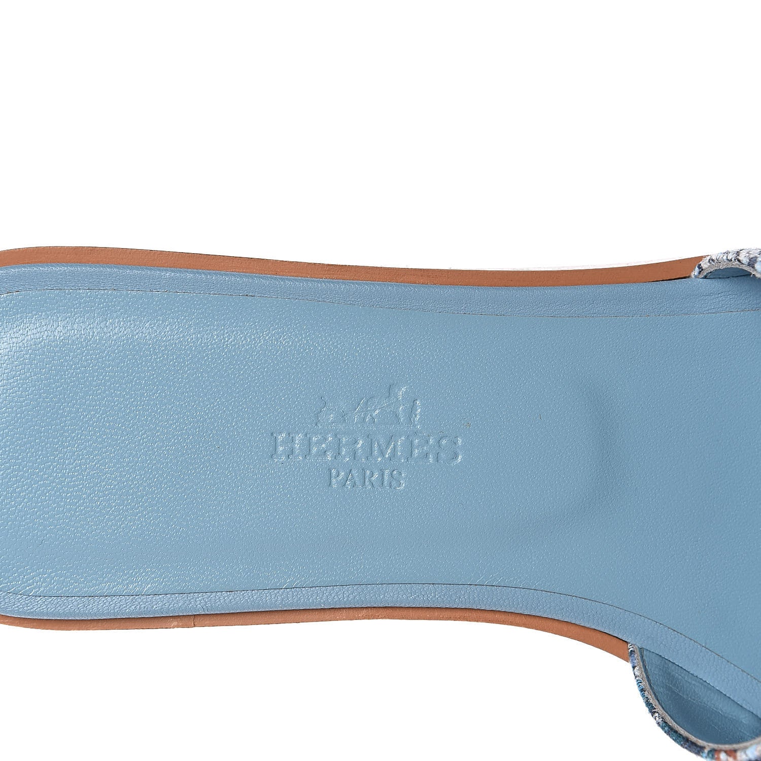 Hermes Cotton Canvas Oran Sandals 37 Multicolor Bleu Dorset 6 of 7
