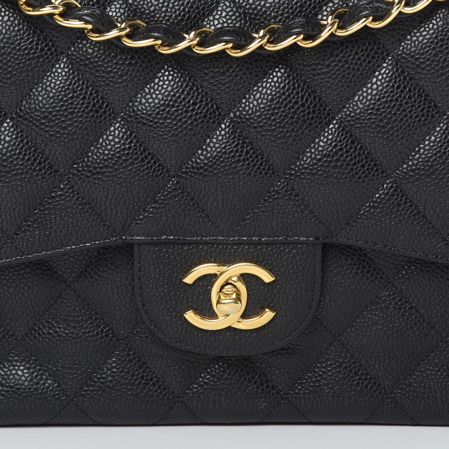 Caviar Quilted Jumbo Double Flap Black