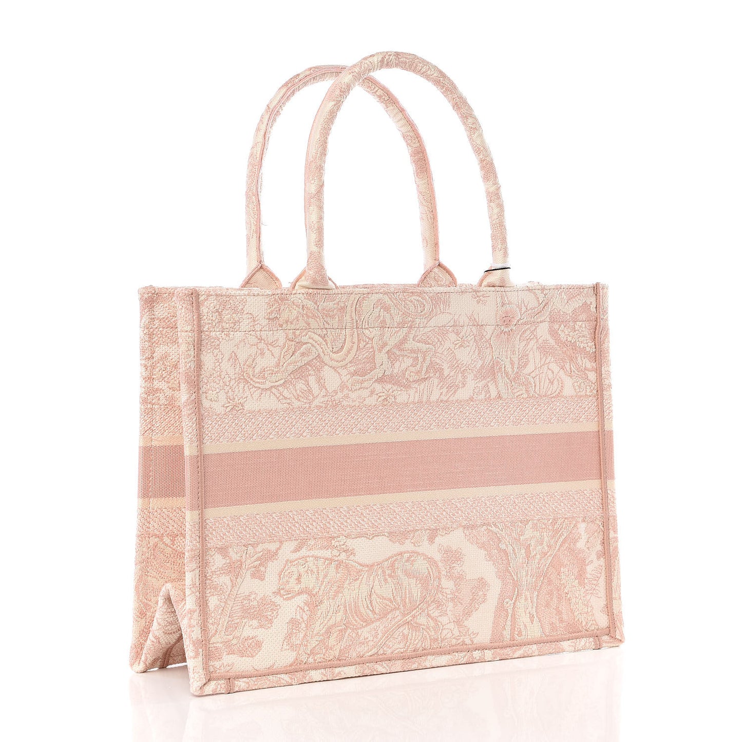 Canvas Embroidered Medium Dioriviera Toile De Jouy Book Tote Rose