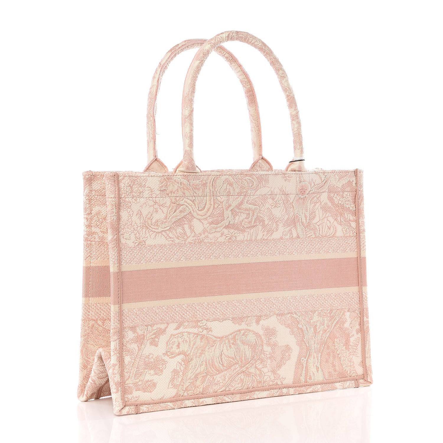 Christian Dior Canvas Embroidered Medium Dioriviera Toile De Jouy Book Tote Rose 2 of 9