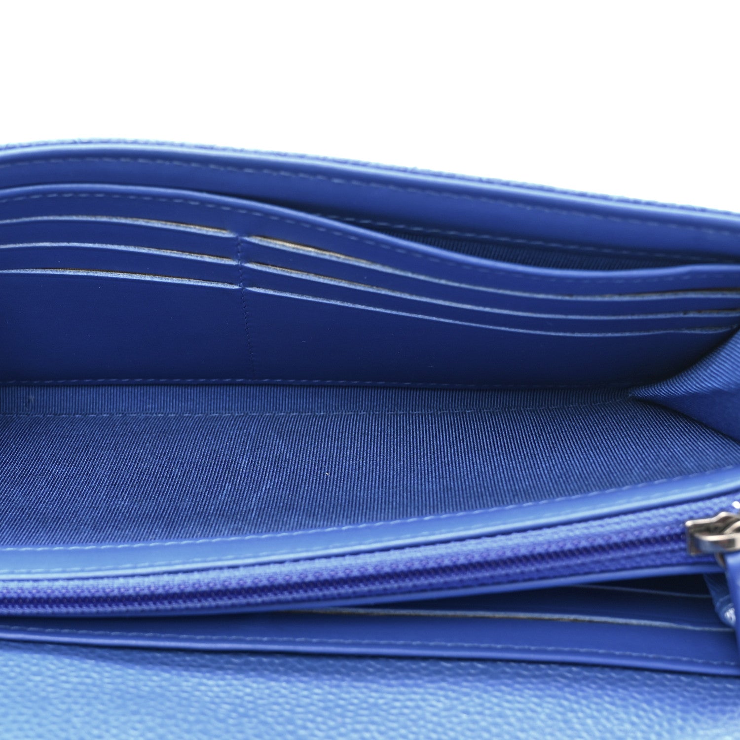 Chanel Caviar Quilted Large Gusset Flap Wallet Blue 5 of 9