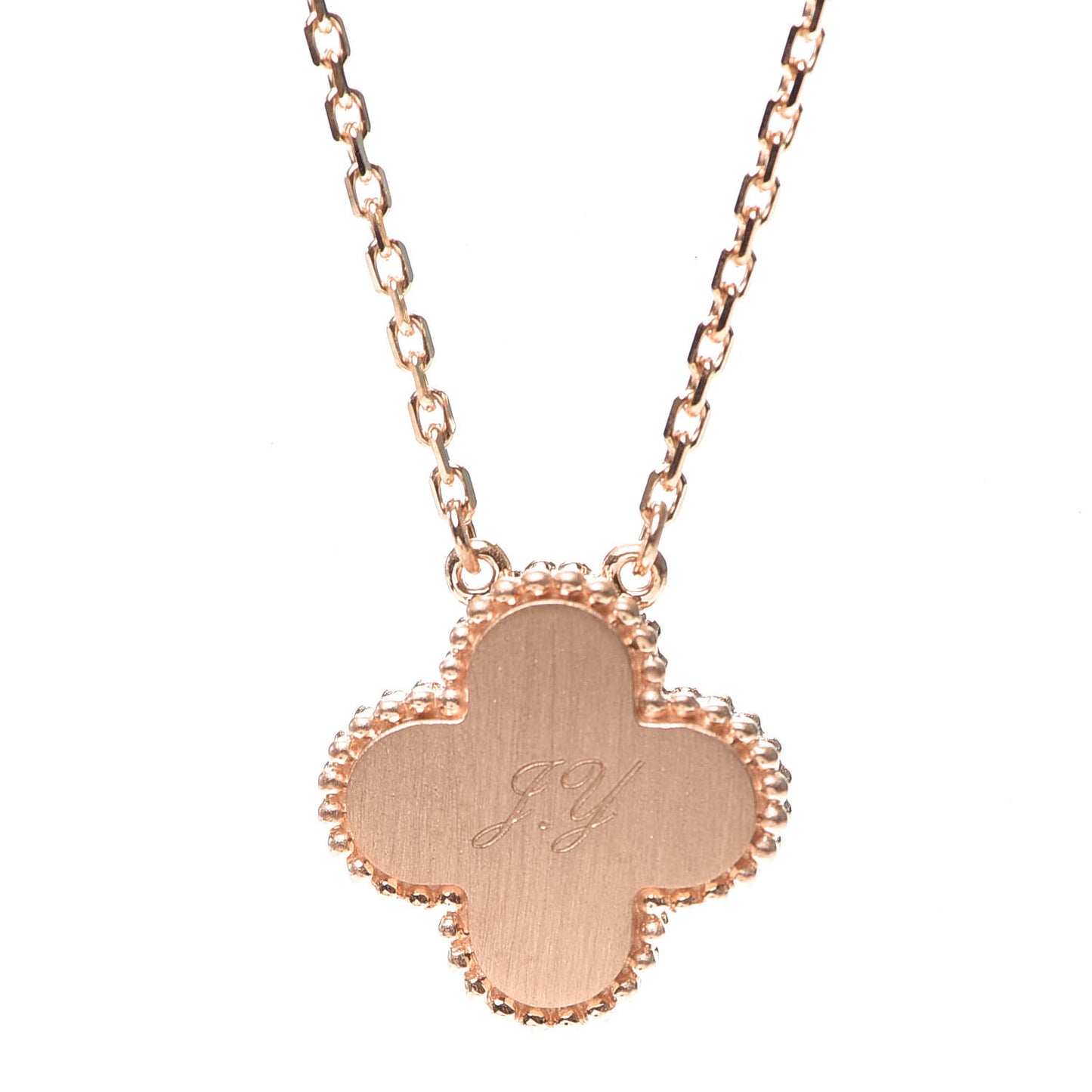 18K Rose Gold Diamond Bulls Eye Vintage Alhambra Pendant Necklace