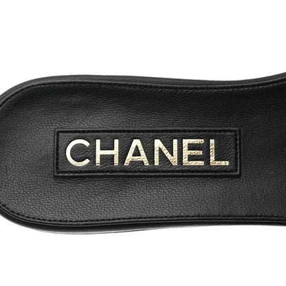Chanel Lambskin Pearl Bow CC Mules 36.5 Black 8 of 9
