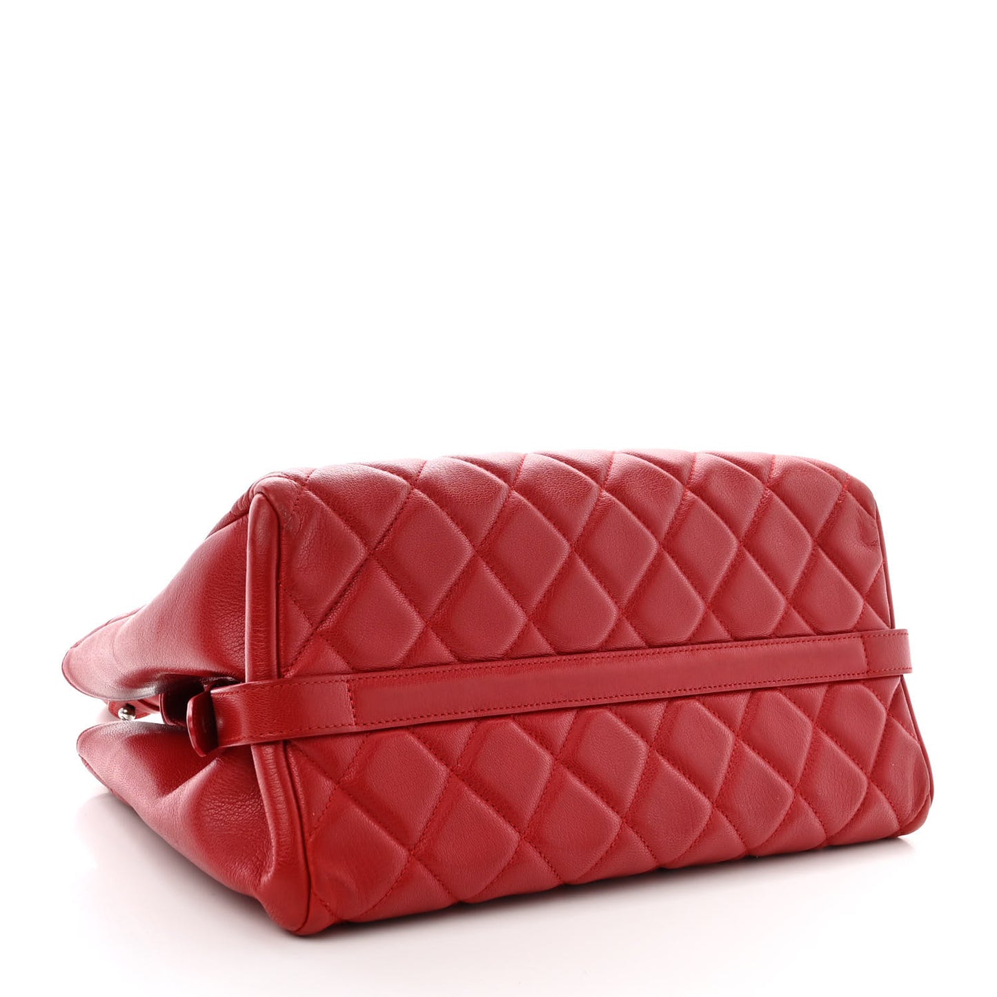 Metallic Goatskin Quilted Large City Rock Shopping Bag Red
