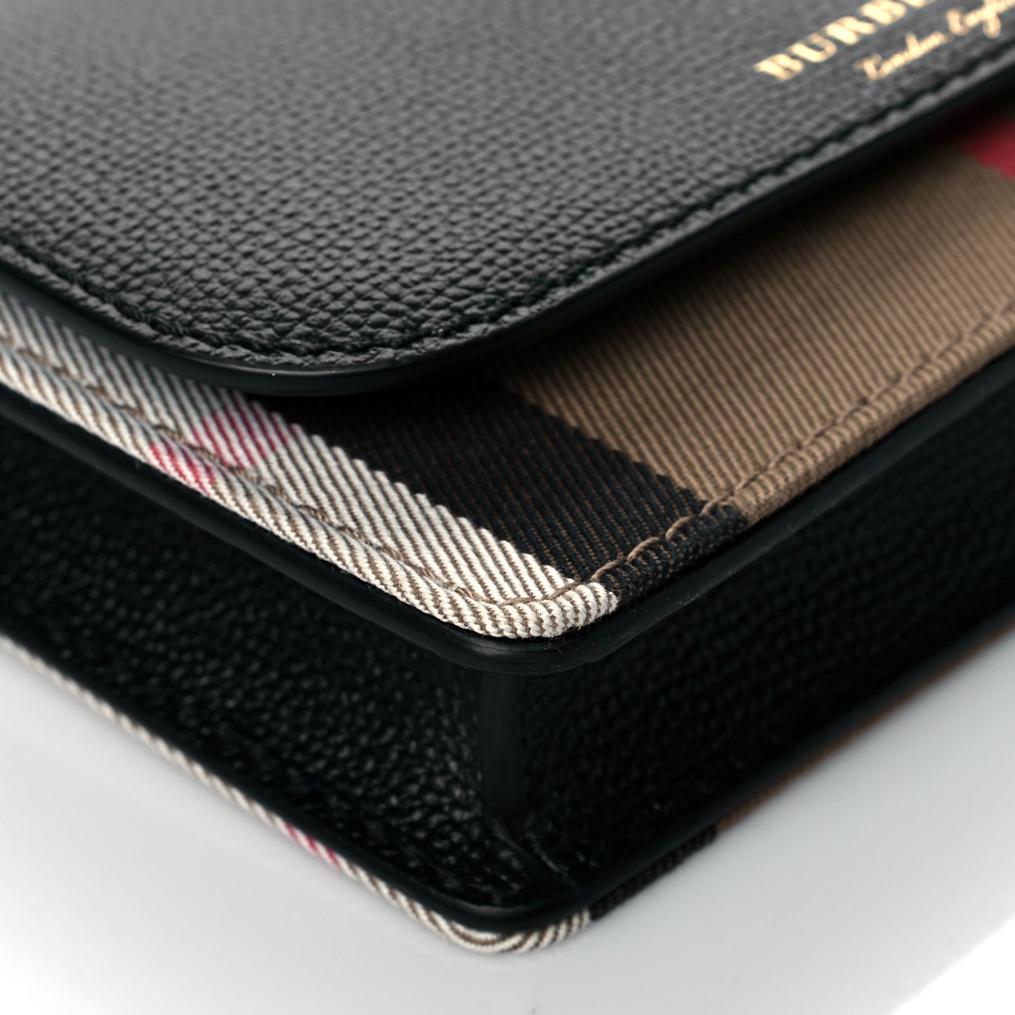 Derby Calfskin House Check Wallet On Chain Black