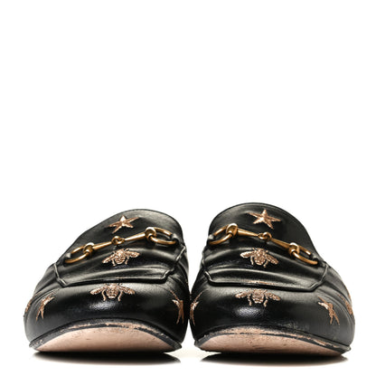 Gucci Goatskin Bee Star Embroidered Womens Princetown Slippers 38.5 Black 2 of 10