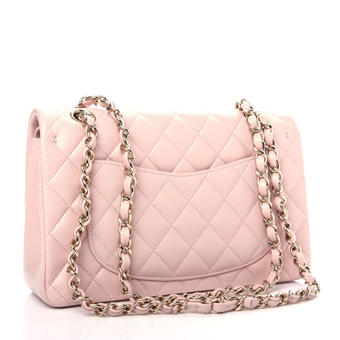 Caviar Quilted Small Double Flap Light Pink