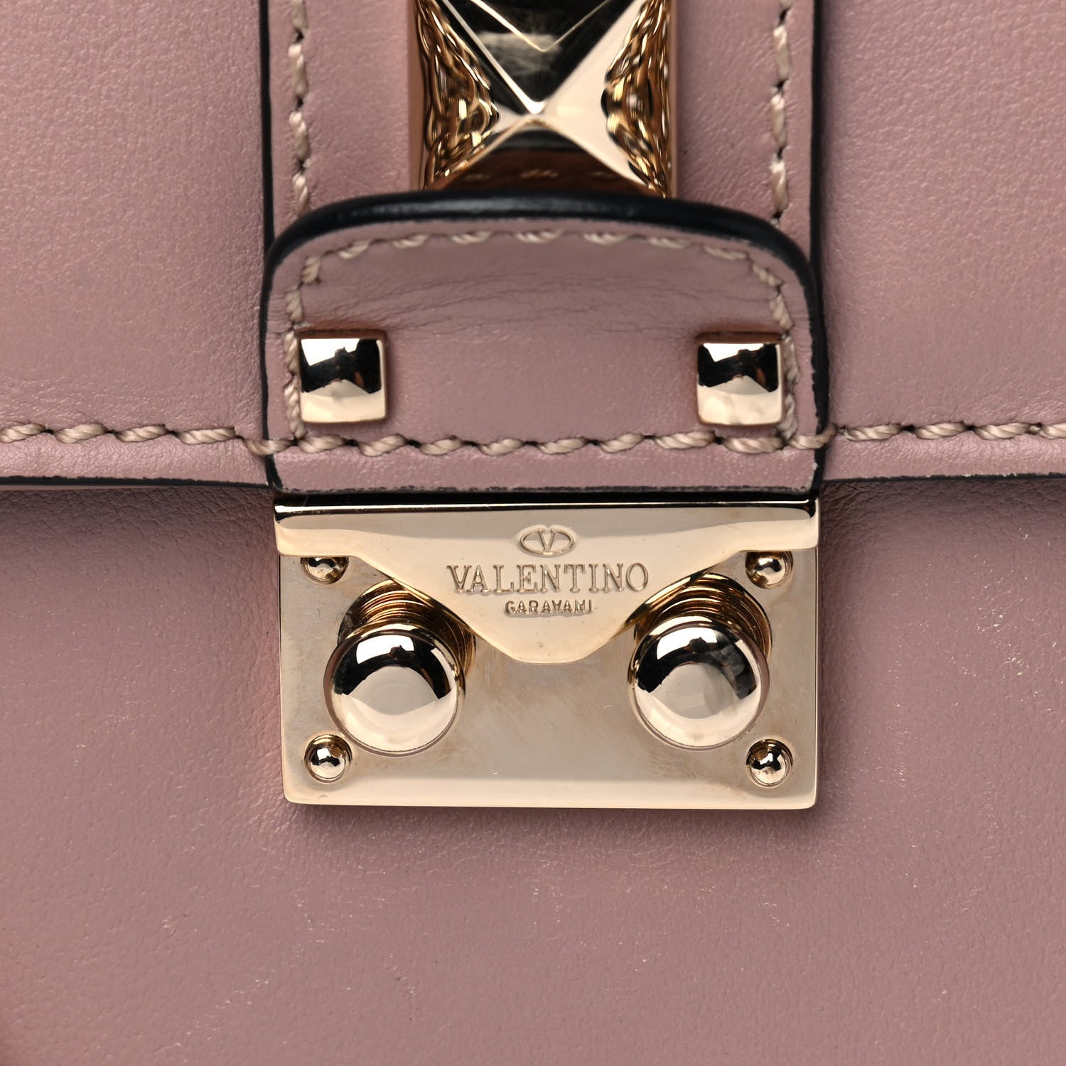 Valentino Garavani Vitello Medium Glam Lock Rockstud Flap Poudre 8 of 8