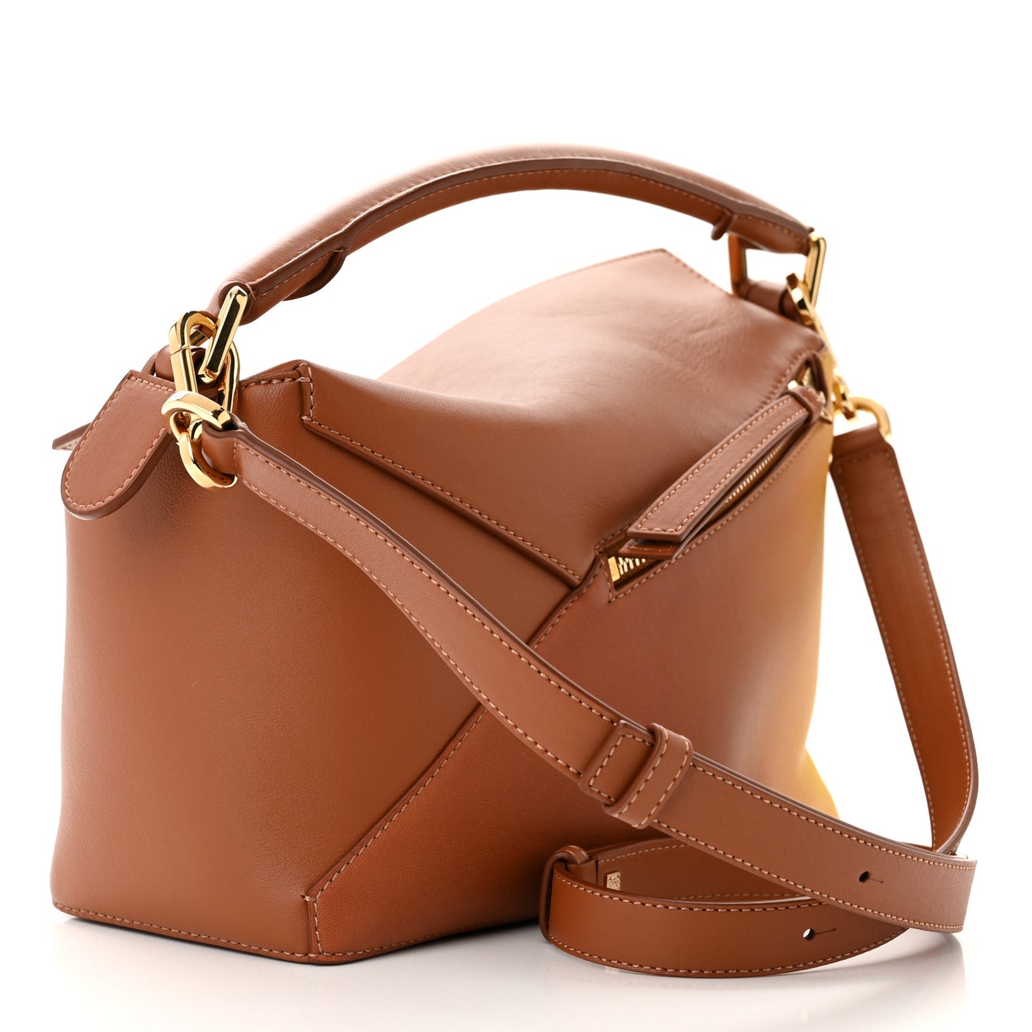 Calfskin Paula's Ibiza Degrade Small Puzzle Edge Bag Tan Lemon