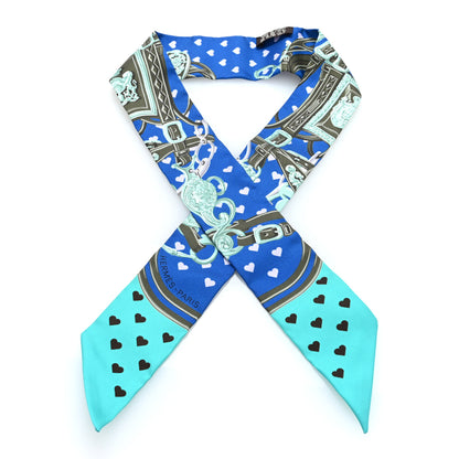 Hermes Silk Brides De Gala Love Twilly Cobalt Kaki Turquoise 1 of 3