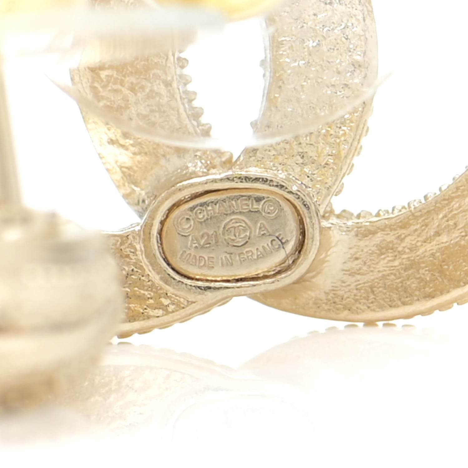 Chanel Resin Pearl CC Earrings Gold Black 4 of 5