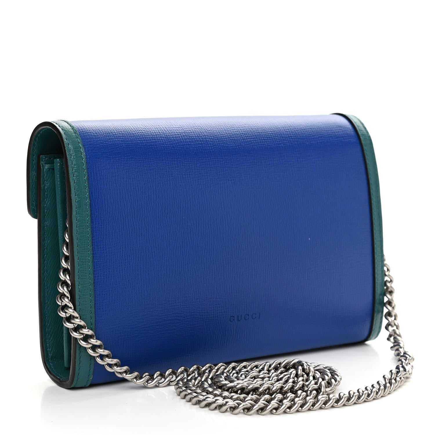 Gucci Azalea Calfskin Enamel Mini Dionysus Chain Wallet Imperial Blue Pavone Off White 3 of 10