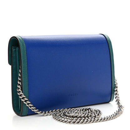 Gucci Azalea Calfskin Enamel Mini Dionysus Chain Wallet Imperial Blue Pavone Off White 3 of 10