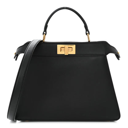 Fendi Vitello Seta Nappa Bi-Color Small Peekaboo I SEE U Satchel Black Light Rose Tortora 1 of 11