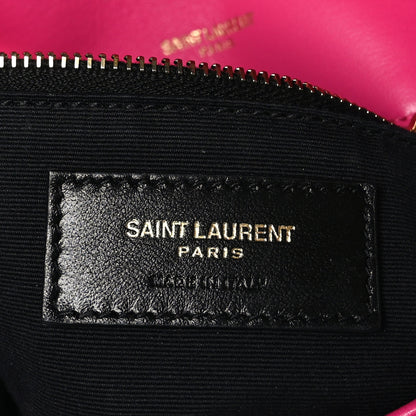 Saint Laurent Boucle Tweed Quilted Toy Loulou Puffer Monogram Chain Satchel Magenta 6 of 9
