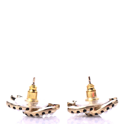 Chanel Resin Pearl CC Earrings Gold Black 3 of 4