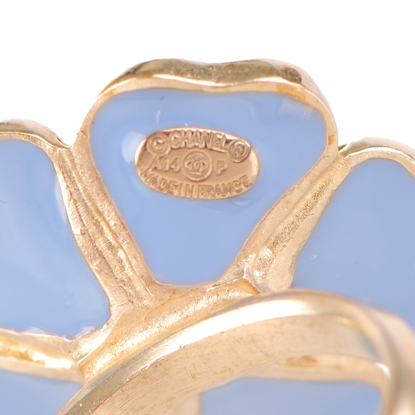 Enamel Crystal CC Camellia Ring 5 Blue