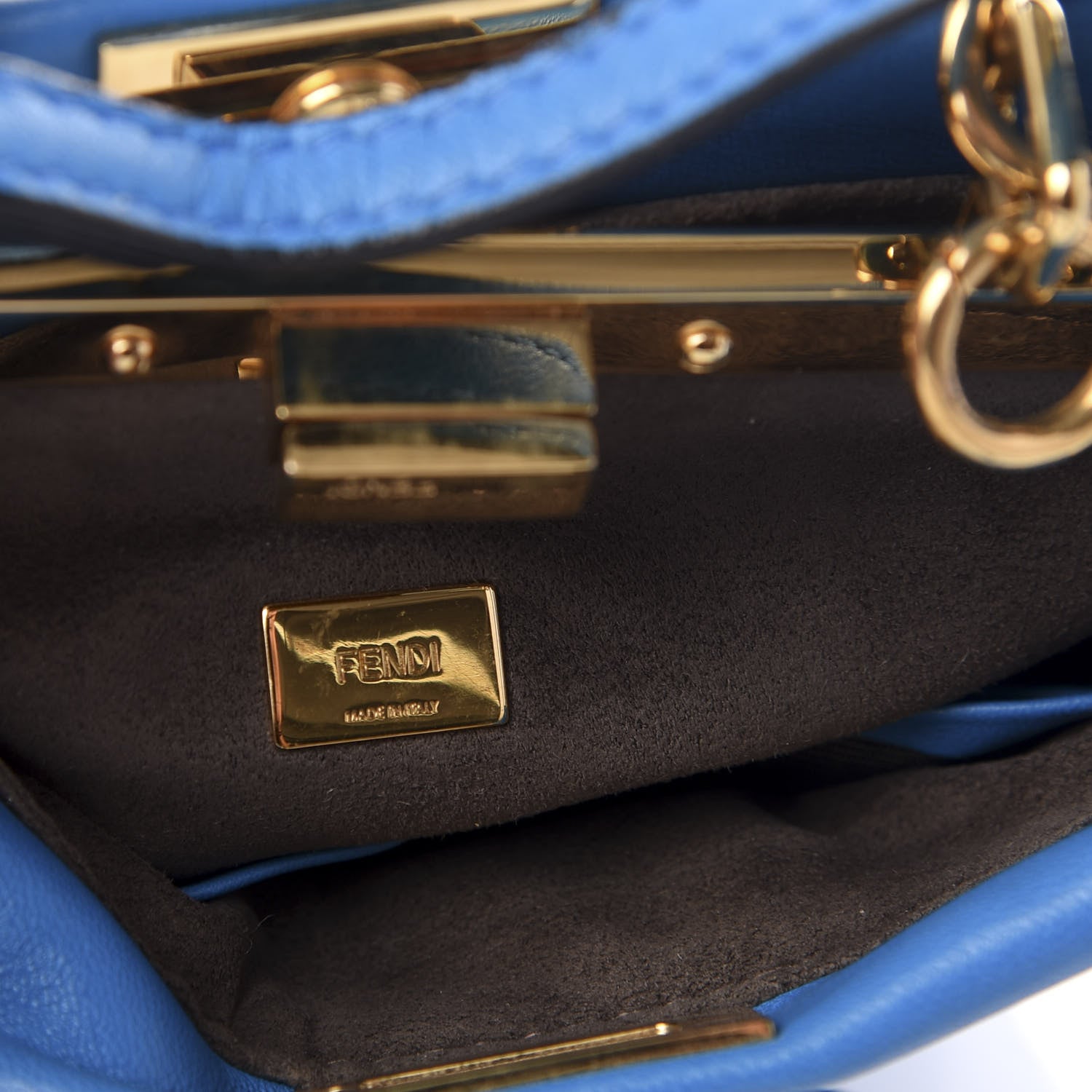 Fendi Shiny Nappa Micro Peekaboo Iconic Satchel Blue Royal 7 of 10