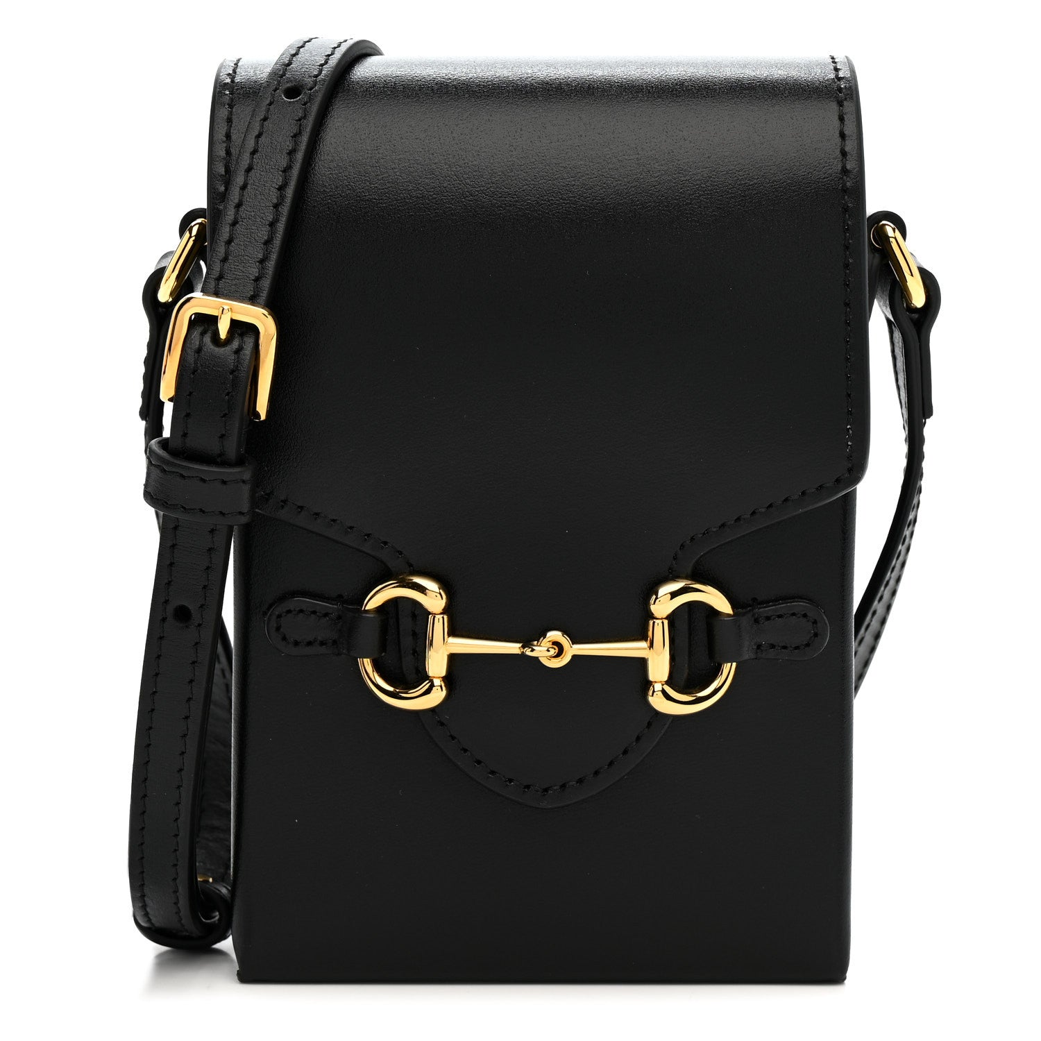 Gucci Boarded Plutone Calfskin Mini Horsebit 1955 Crossbody Bag Black 1 of 13