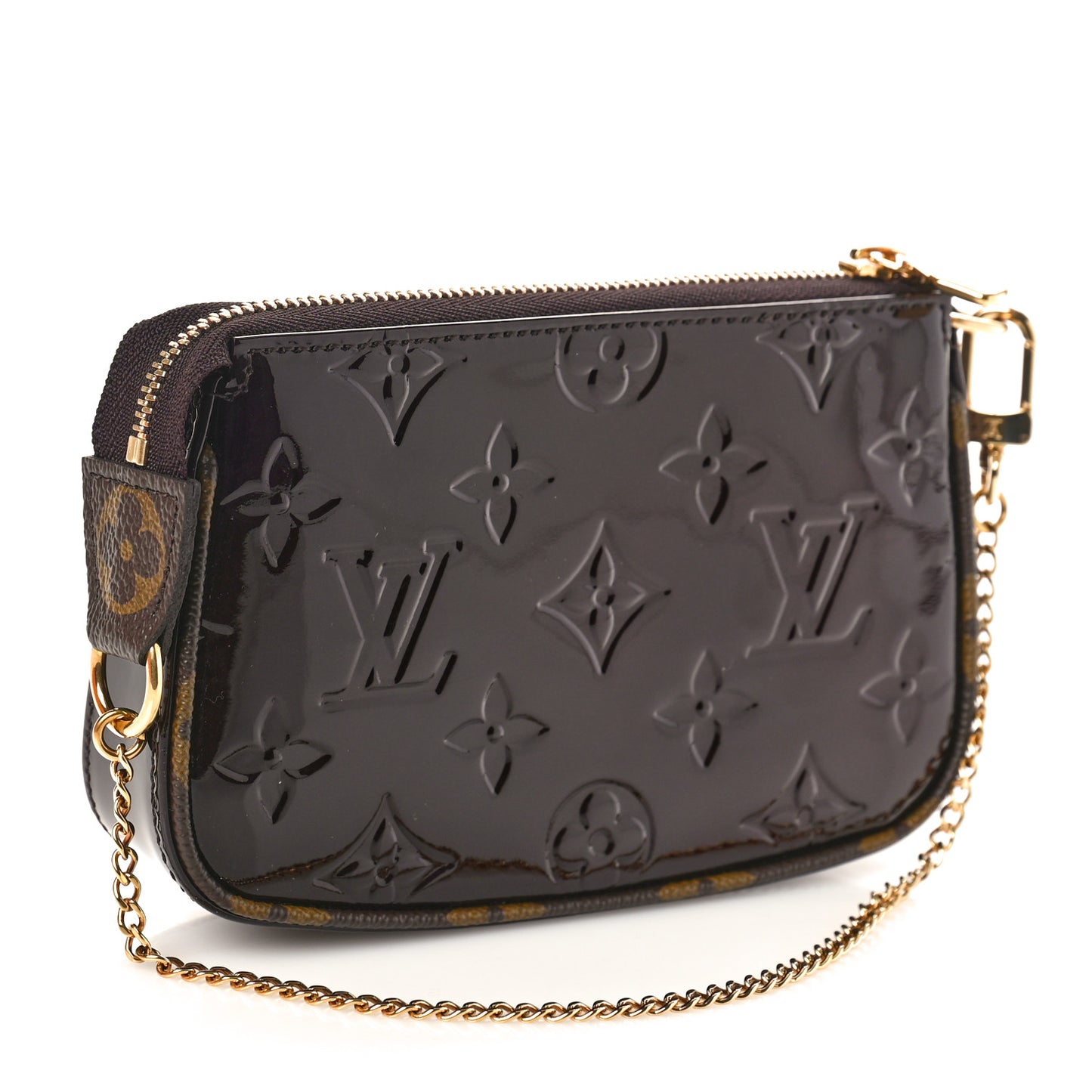LOUIS VUITTON Vernis Monogram Mini Pochette Accessories Amarante