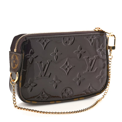 Louis Vuitton LOUIS VUITTON Vernis Monogram Mini Pochette Accessories Amarante 3 of 9