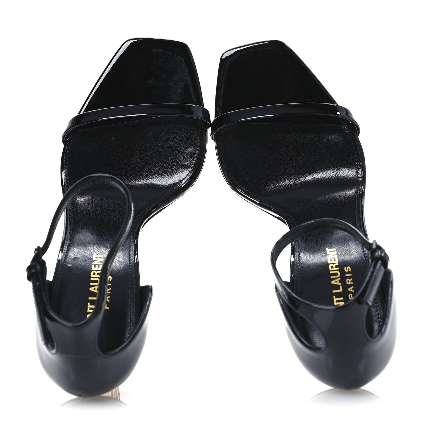 Patent Calfskin Opyum 110 Sandals 37.5 Black Gold