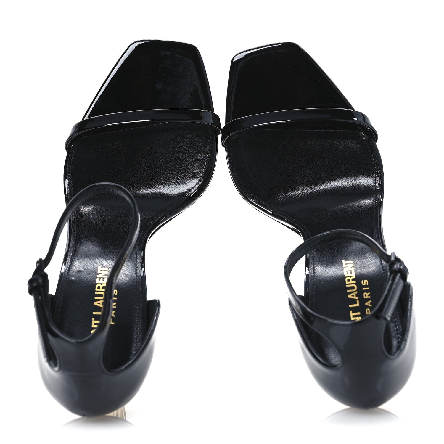Saint Laurent Patent Calfskin Opyum 110 Sandals 37.5 Black Gold 2 of 9