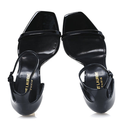 Saint Laurent Patent Calfskin Opyum 110 Sandals 37.5 Black Gold 2 of 9