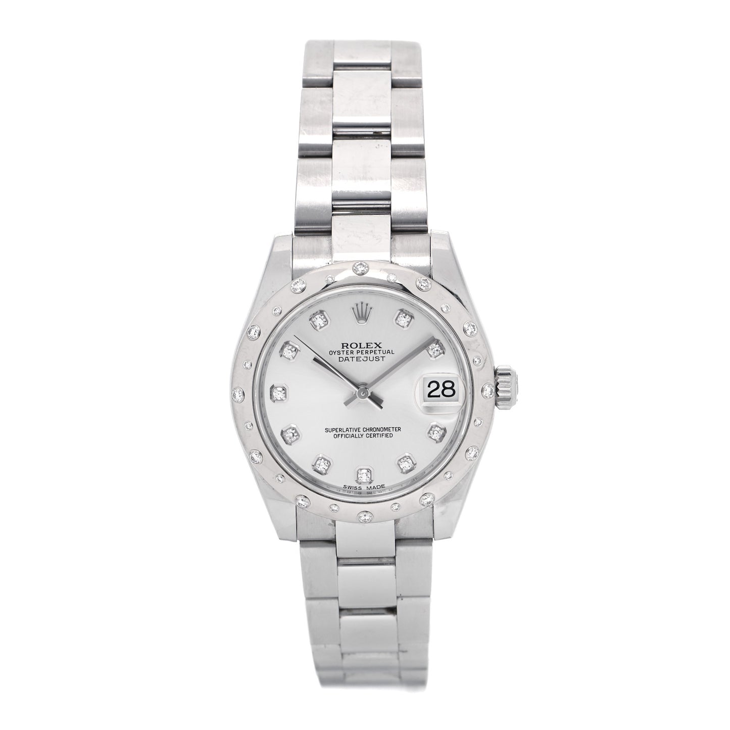Stainless Steel 18K White Gold Diamond 31mm Oyster Perpetual Datejust Watch Silver 178344