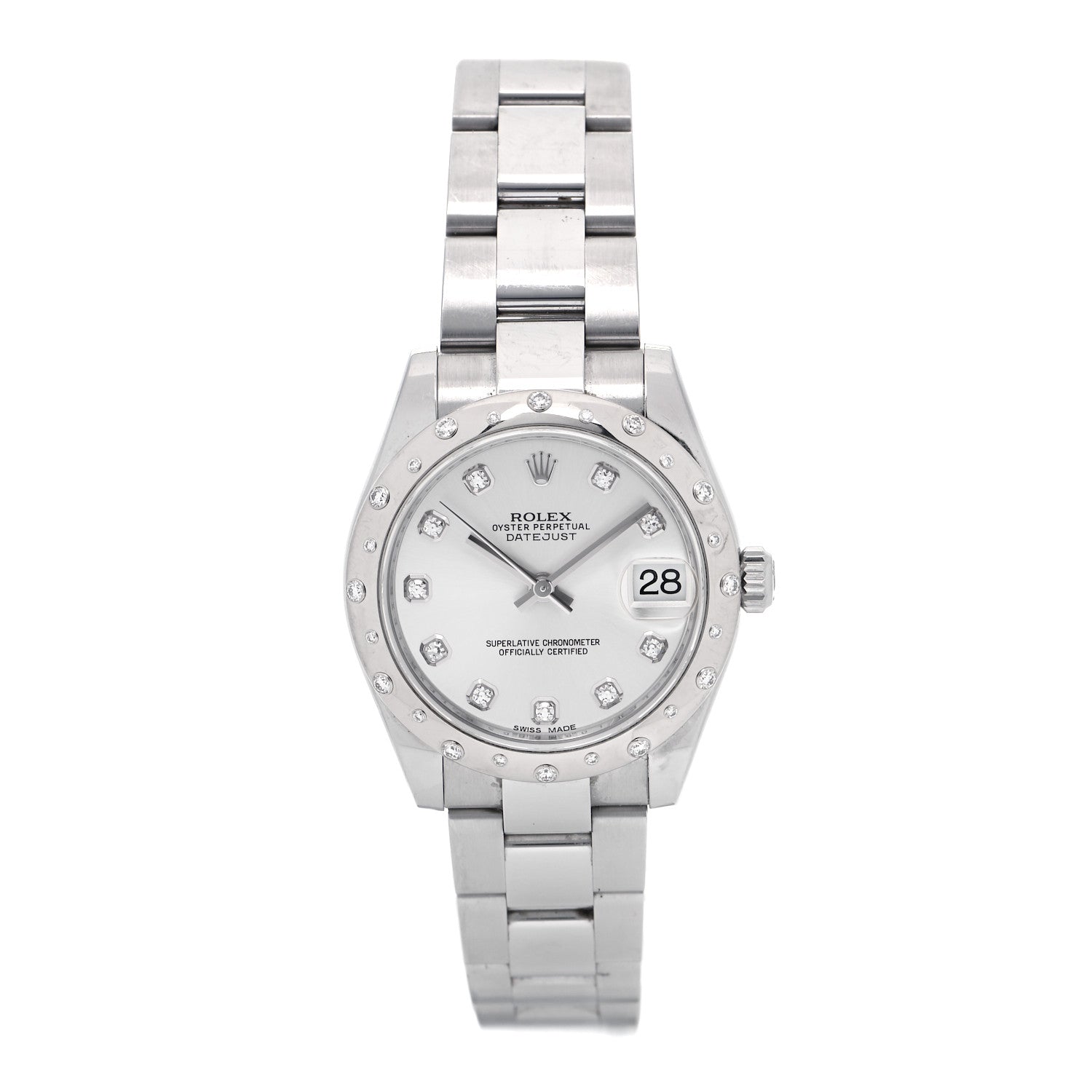 Rolex Stainless Steel 18K White Gold Diamond 31mm Oyster Perpetual Datejust Watch Silver 178344 1 of 4